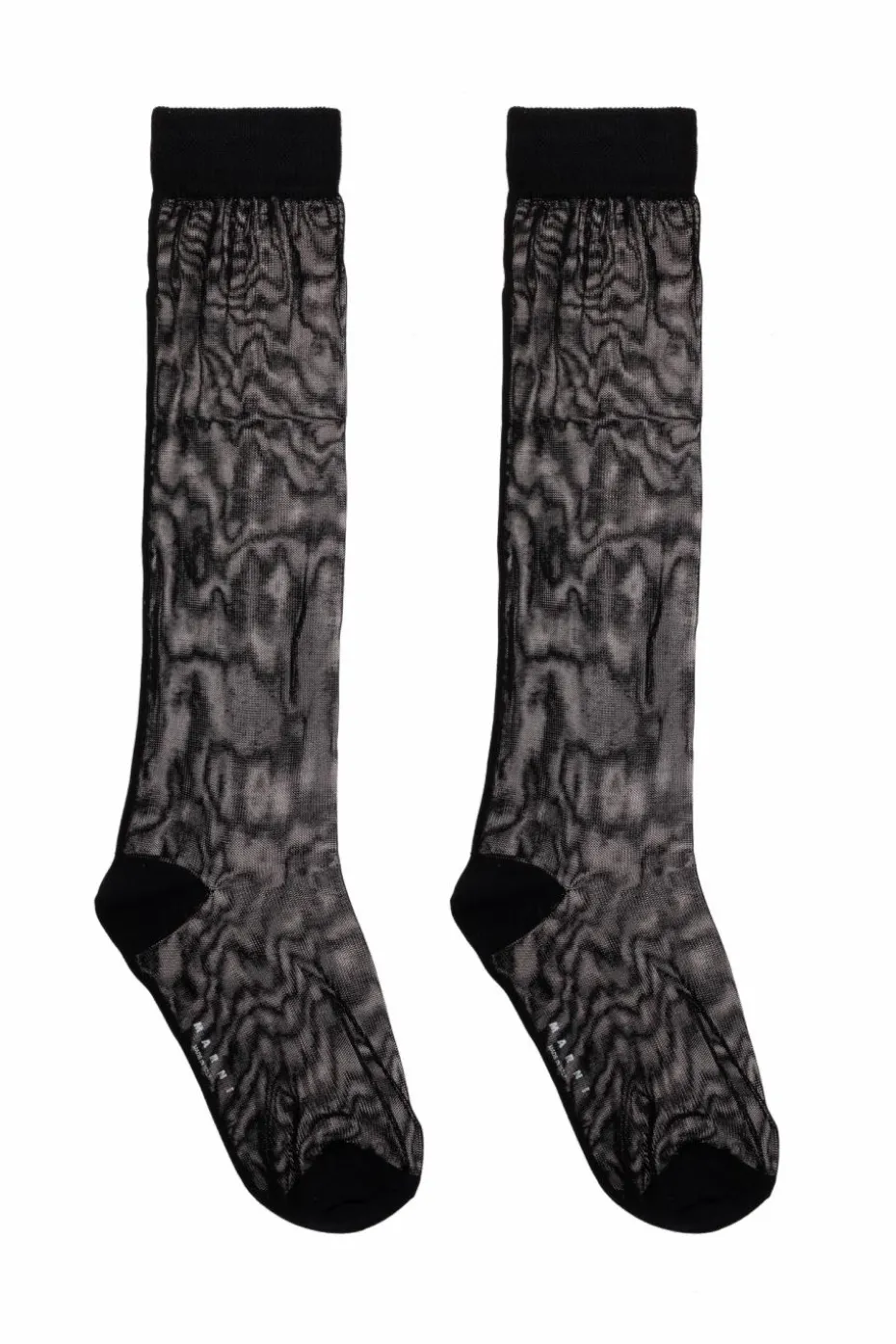 Marni BLACK Knee-high socks with logo