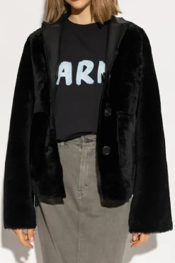 Marni BLACK Reversible shearling coat