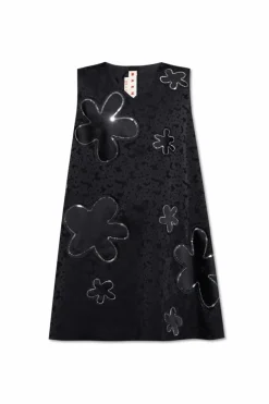 Marni BLACK Short dress with appliquƩs