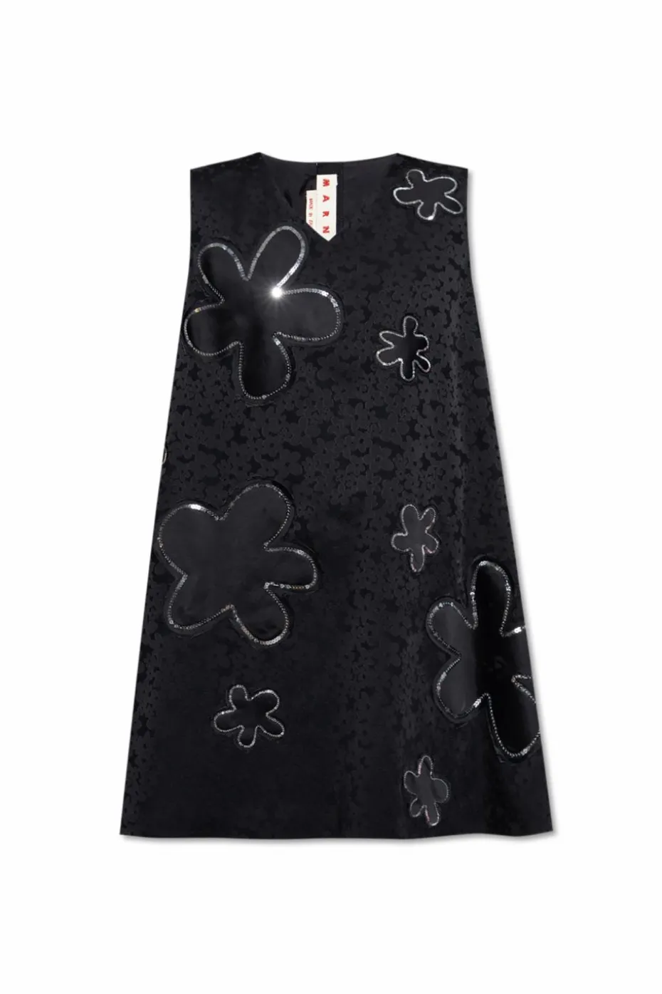 Marni BLACK Short dress with appliqués
