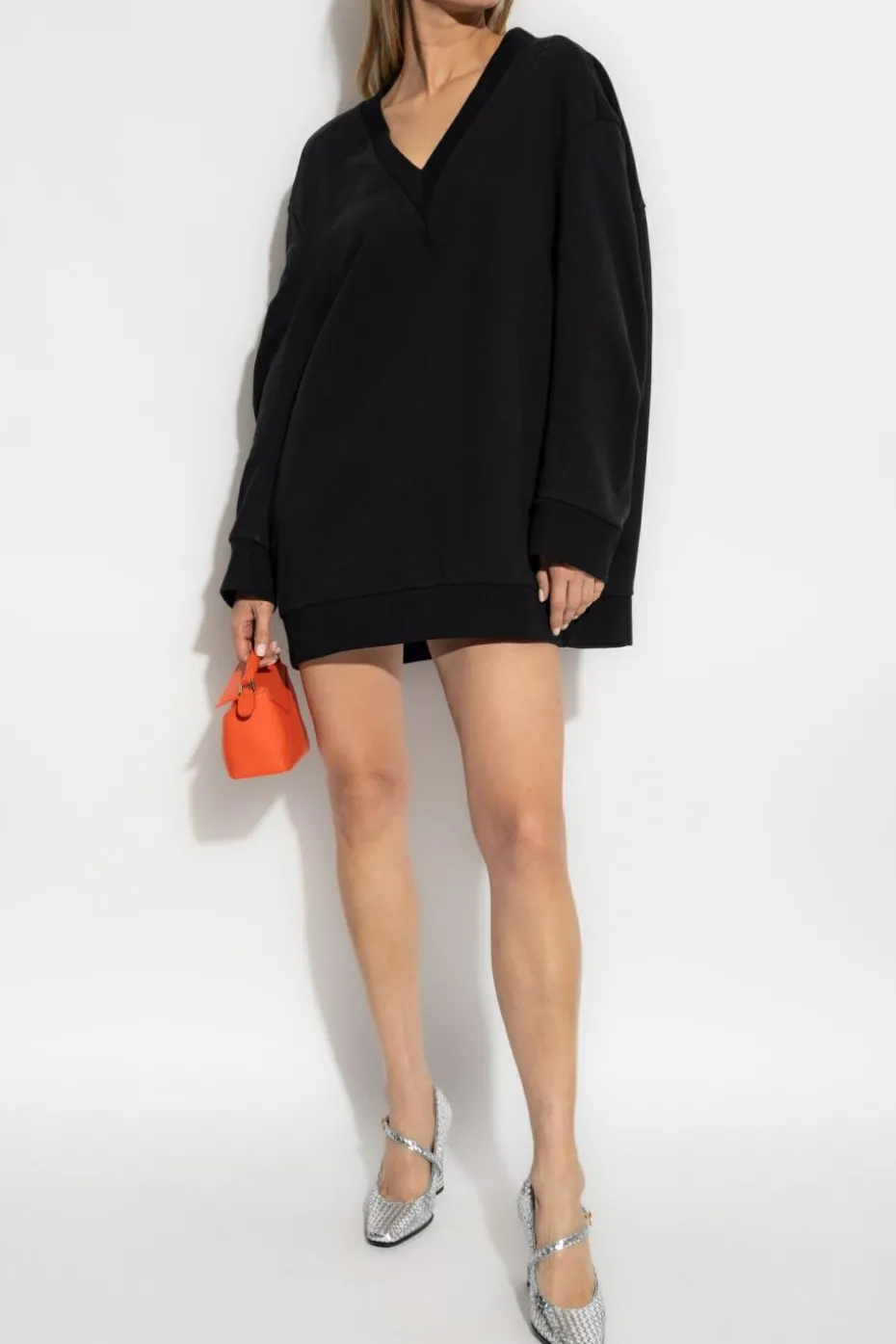 Marni BLACK V-neck dress