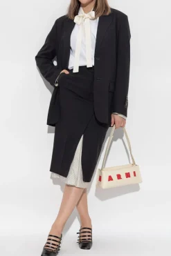 Marni BLACK Wool skirt with raw finish