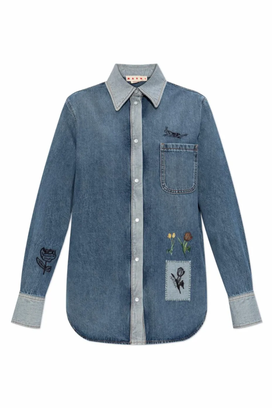 Marni BLUE Denim shirt with logo