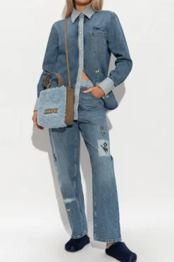 Marni BLUE Denim shirt with logo