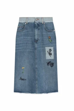Marni BLUE Denim skirt with logo