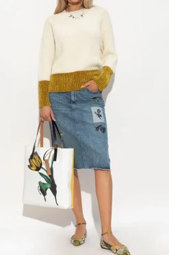 Marni BLUE Denim skirt with logo