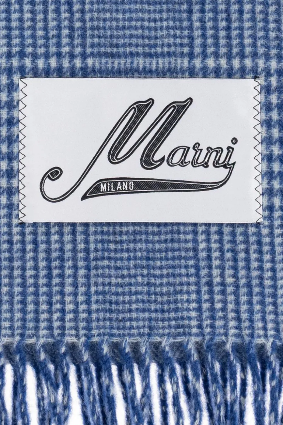 Marni BLUE Scarf with a check pattern