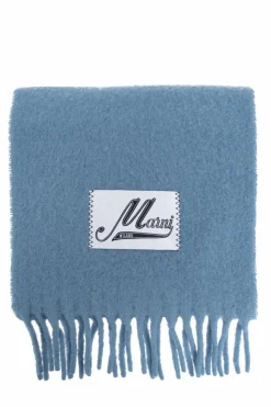 Marni BLUE Scarf with logo patch
