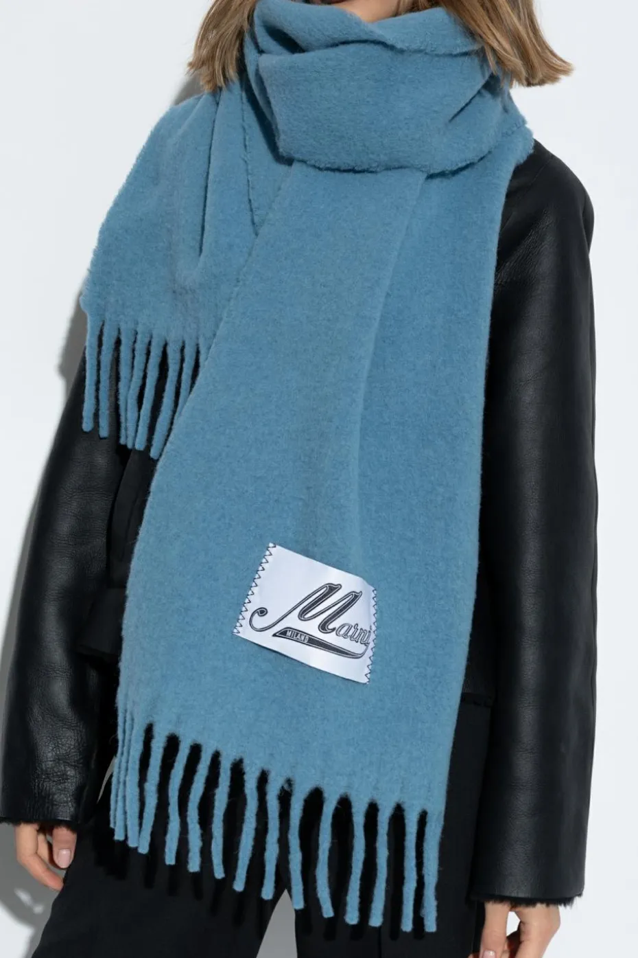 Marni BLUE Scarf with logo patch