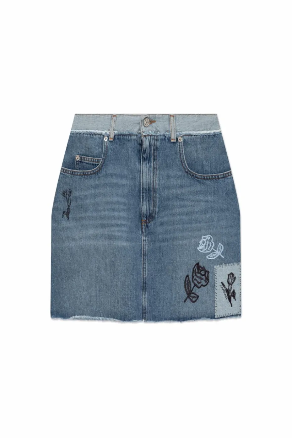 Marni BLUE Short denim skirt with logo