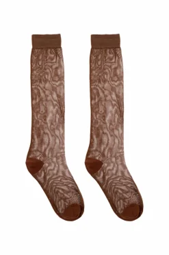 Marni BROWN Knee-high socks with logo