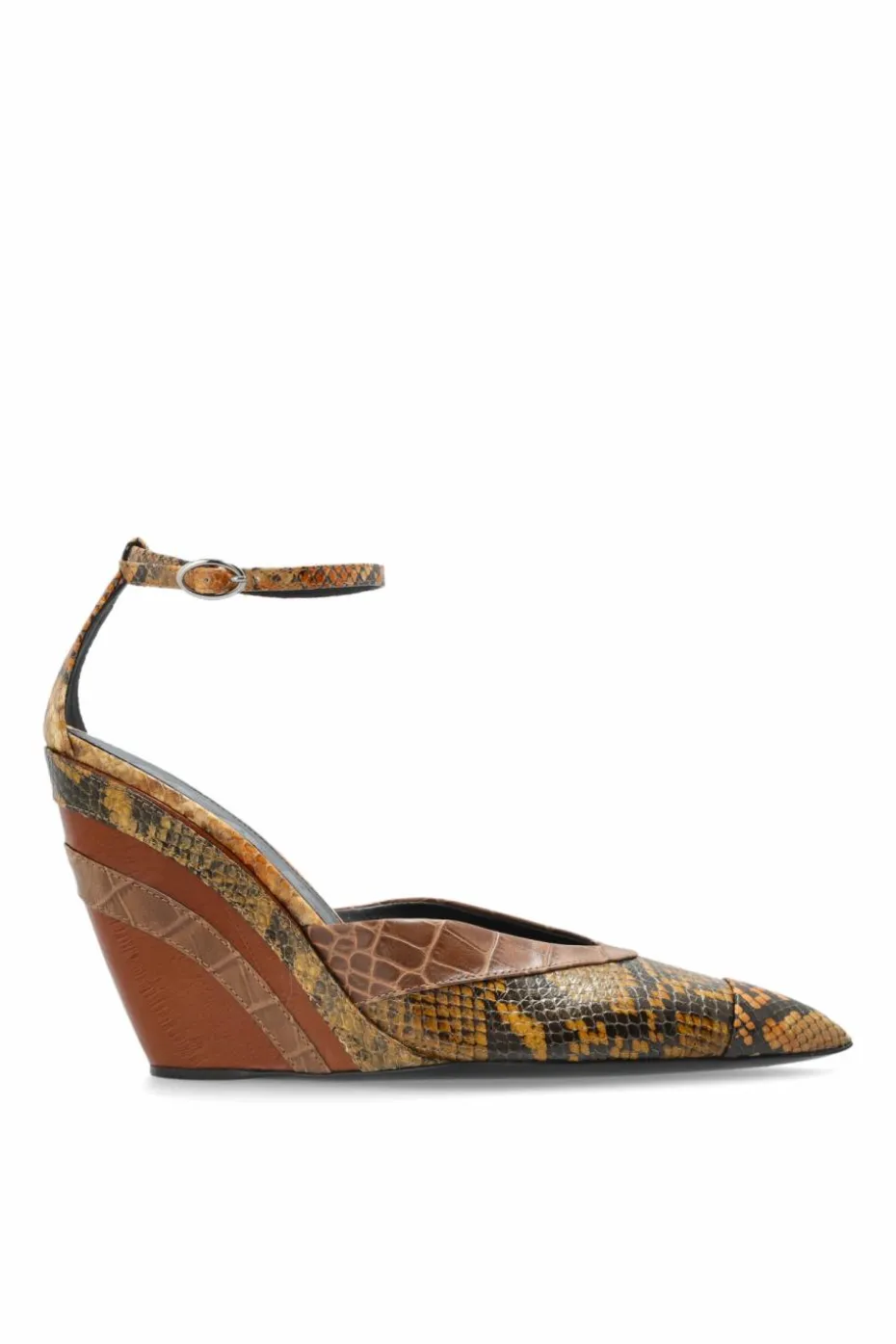 Marni BROWN Platform sandals with snake skin motif