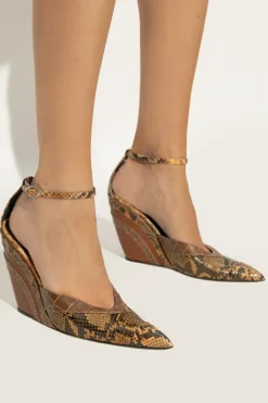 Marni BROWN Platform sandals with snake skin motif