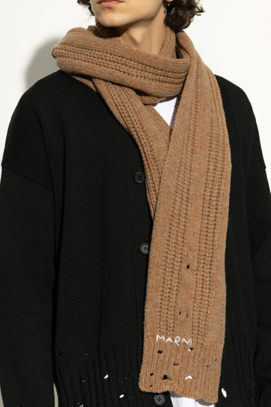 Marni BROWN Scarf with logo