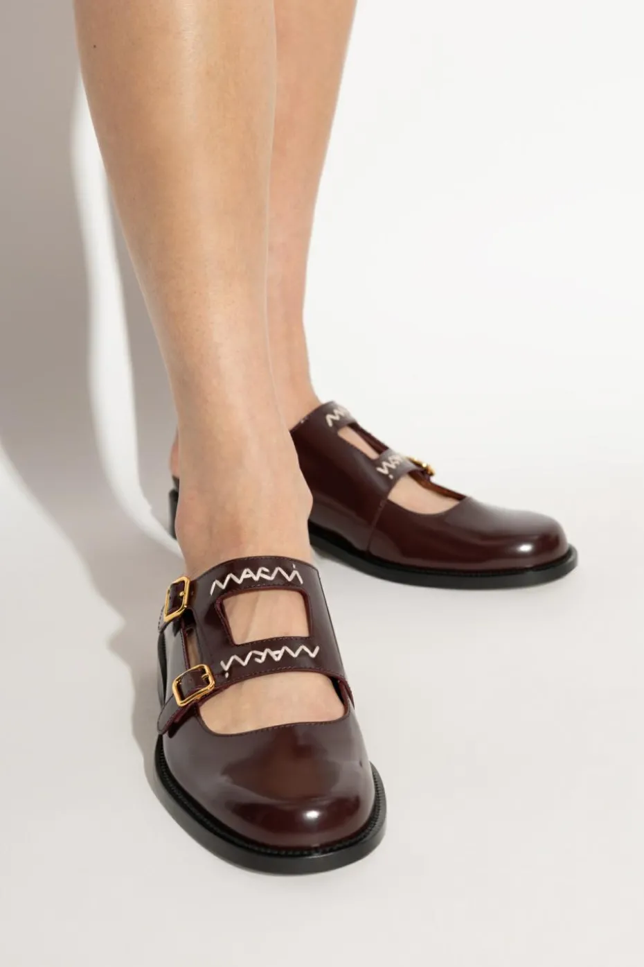 Marni BURGUNDY Leather Slides