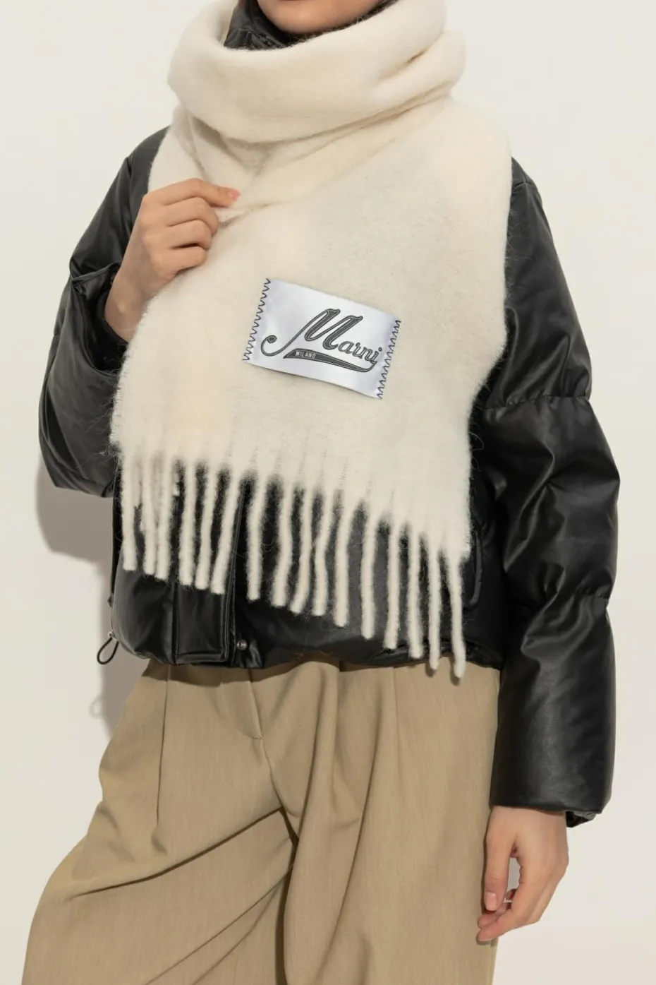 Marni cream Scarf with logo
