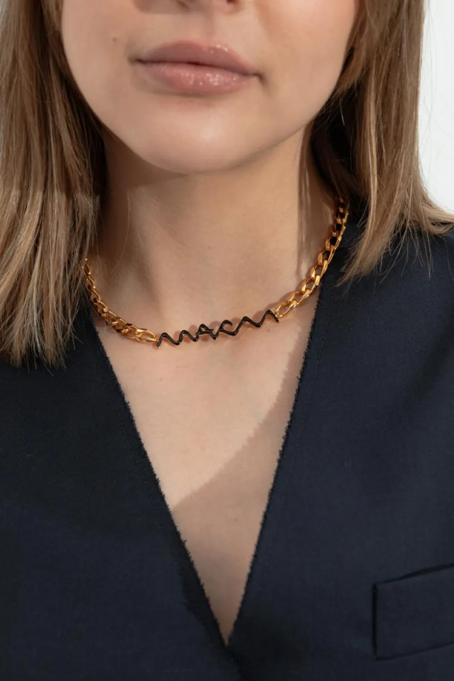 Marni GOLD Brass necklace with logo