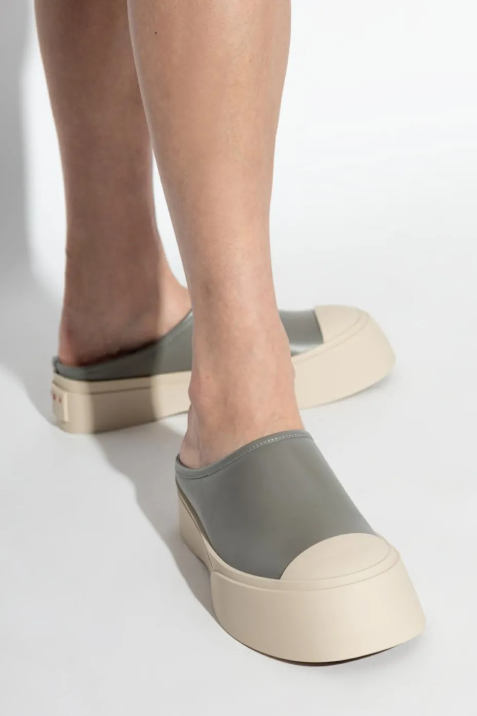 Marni GREY Leather platform slides