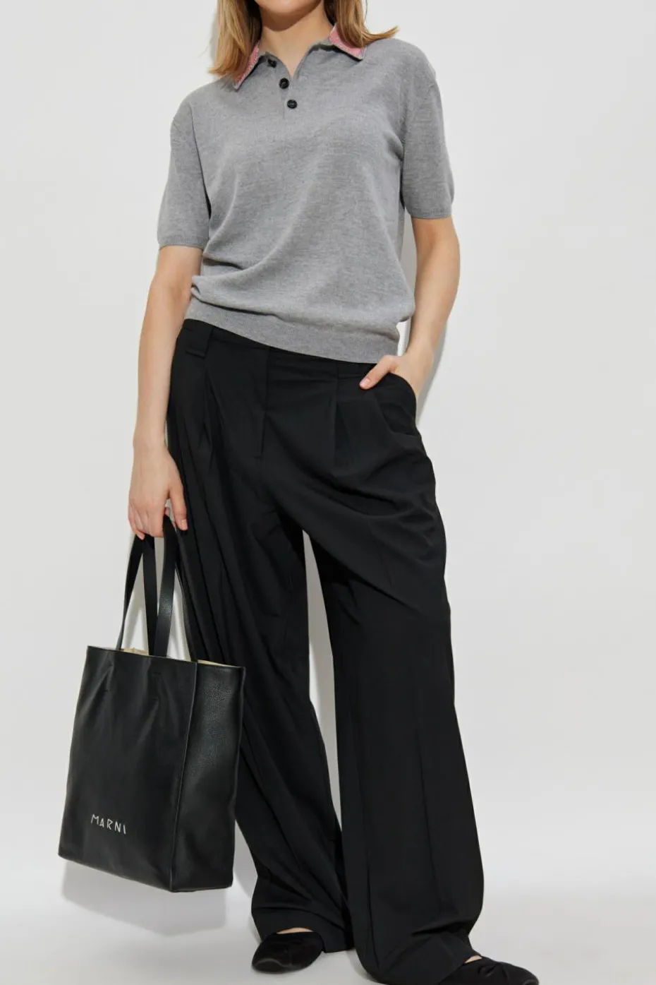Marni GREY Polo with decorative collar