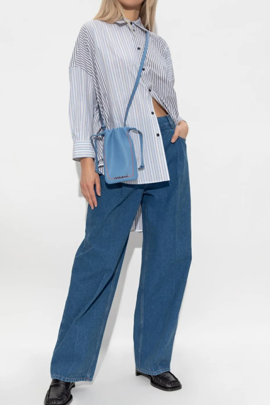 Marni GREY Shirt with stripe pattern
