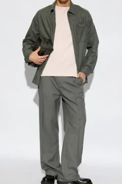 Marni GREY Wool trousers with creases