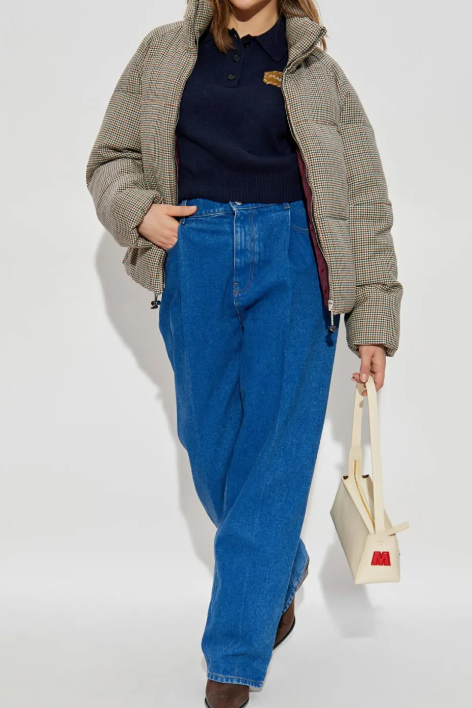 Marni MULTICOLOUR Quilted jacket with houndstooth pattern