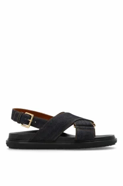 Marni NAVY BLUE ‘Fussbett’ denim sandals