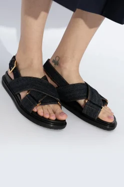 Marni NAVY BLUE ‘Fussbett’ denim sandals