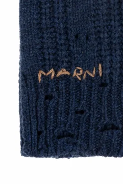 Marni NAVY BLUE Scarf with logo