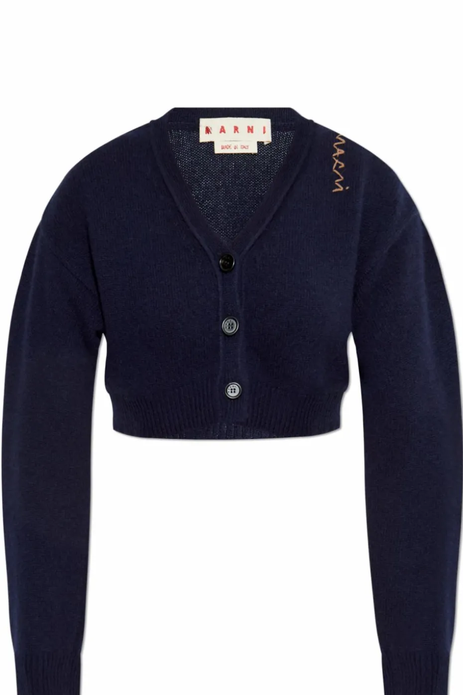Marni NAVY BLUE Short cashmere cardigan