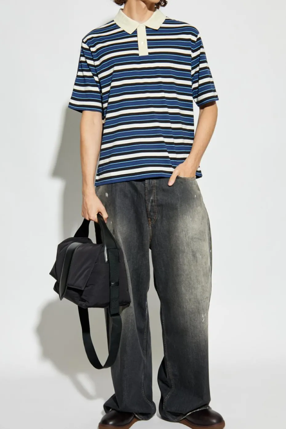 Marni NAVY BLUE Striped pattern polo