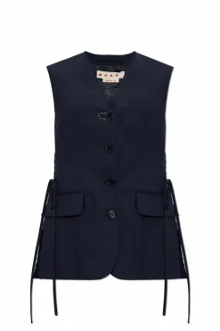 Marni NAVY BLUE Vest with a `vintage` effect