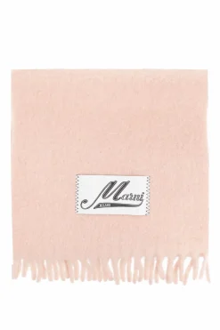 Marni PINK Wool scarf with logo