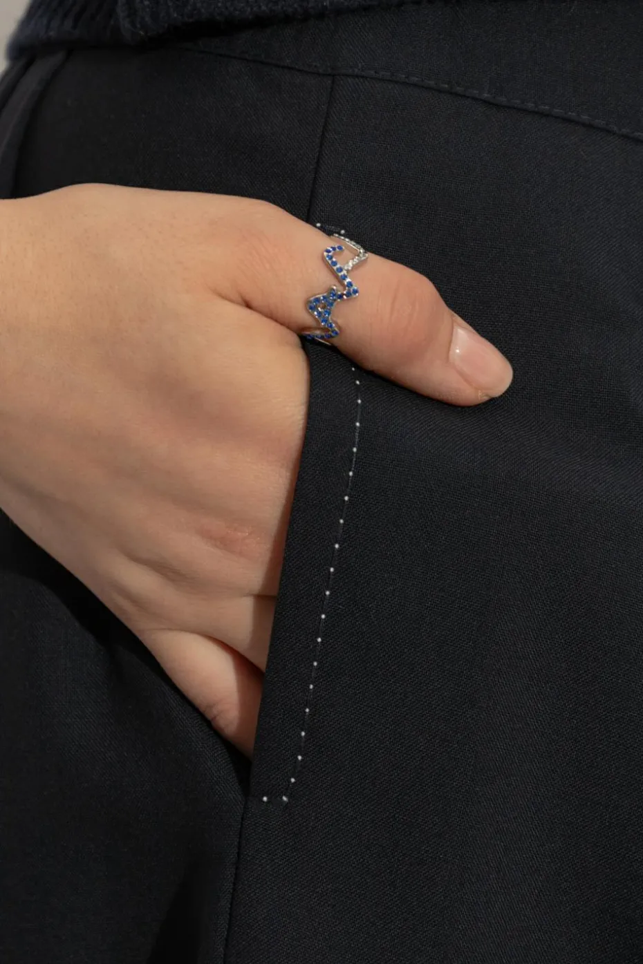 Marni SILVER Ring with shimmering crystals