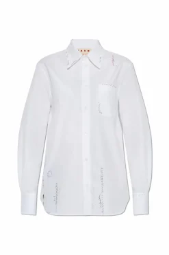 Marni WHITE Shirt with colorful stitching