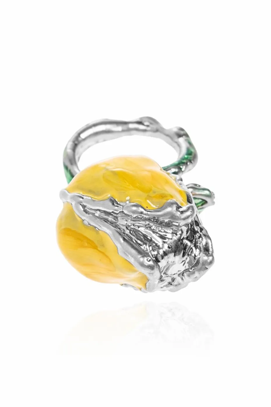 Marni YELLOW Floral motif ring