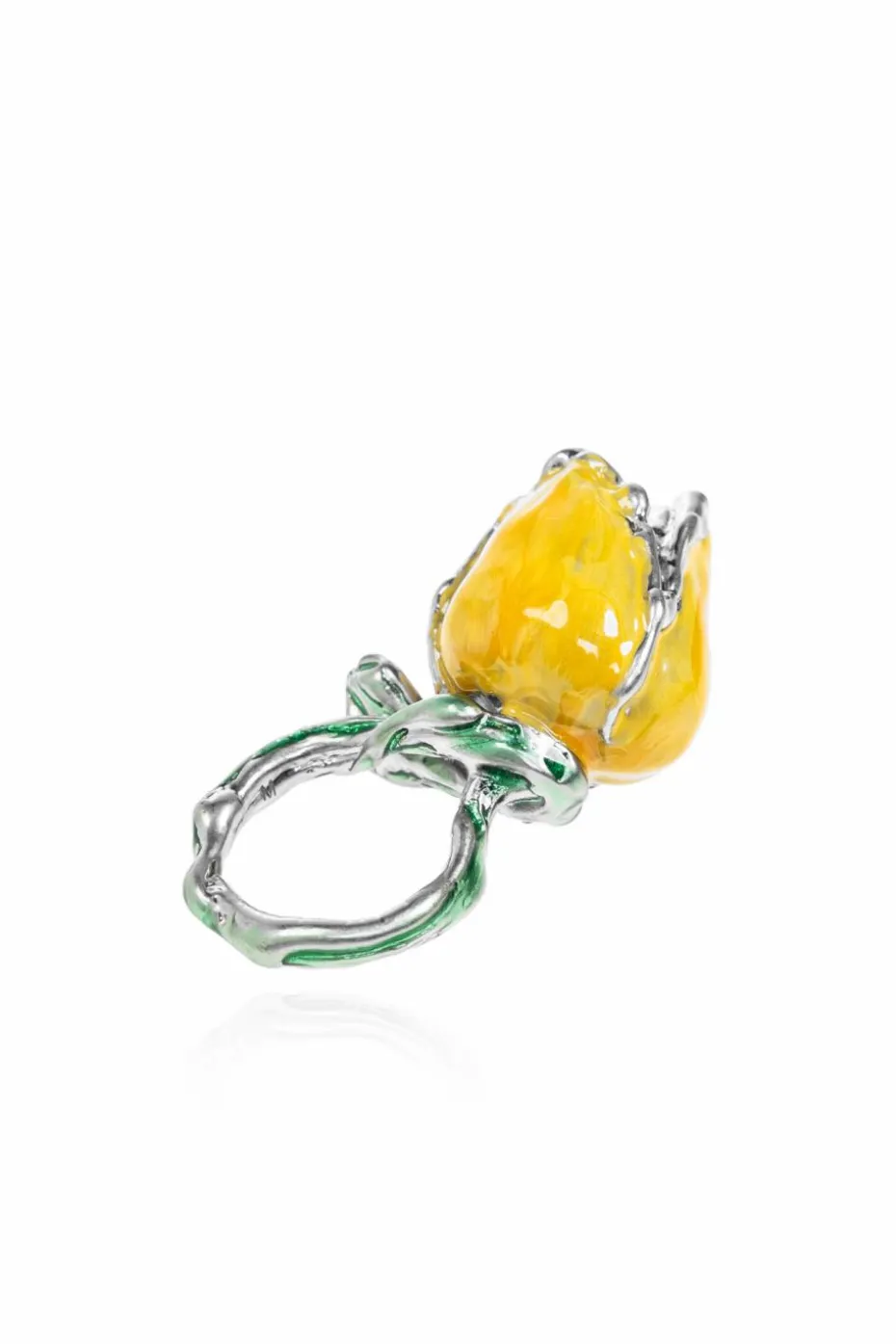 Marni YELLOW Floral motif ring