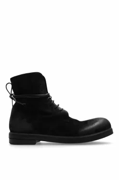 Marsell BLACK Leather ankle boots 'Zucca Zeppa Lace Up'