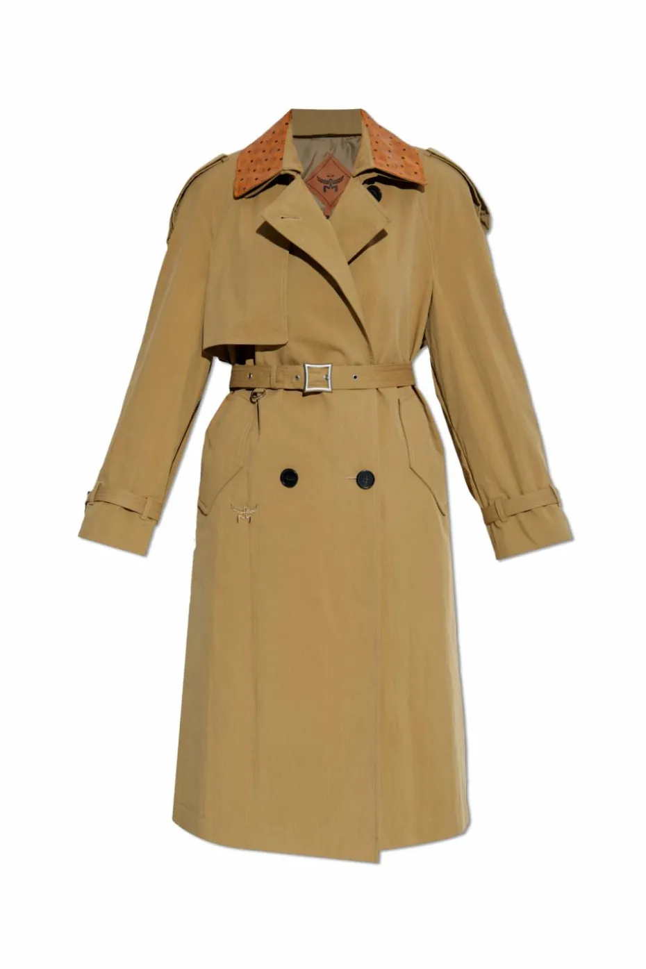 MCM beige Trench coat with epaulettes on the shoulders