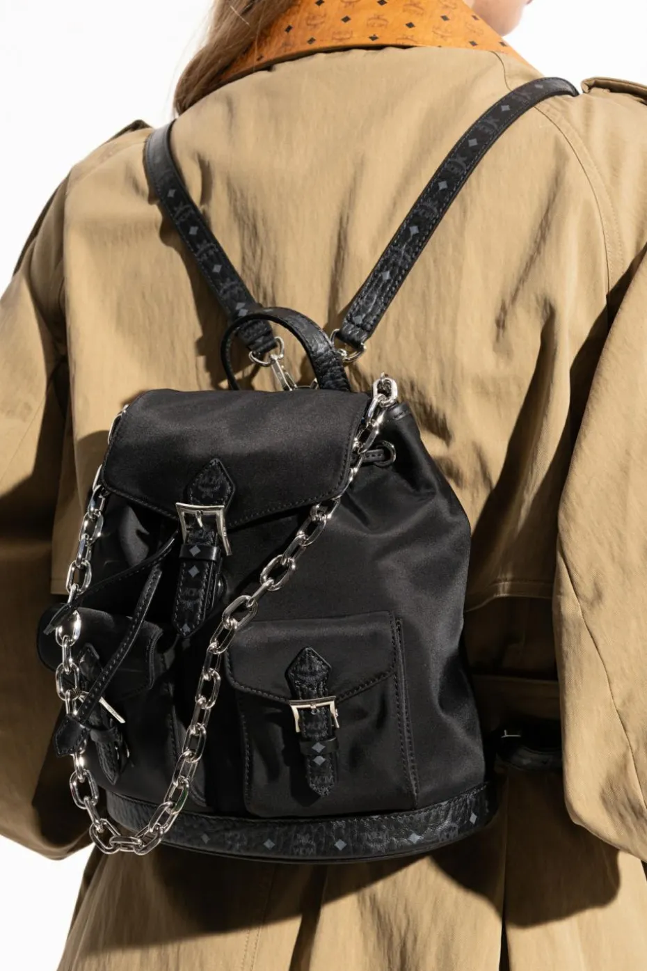 MCM BLACK Backpack with pockets