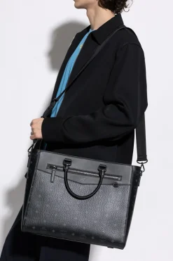 MCM BLACK "Diamond Large" shopper bag