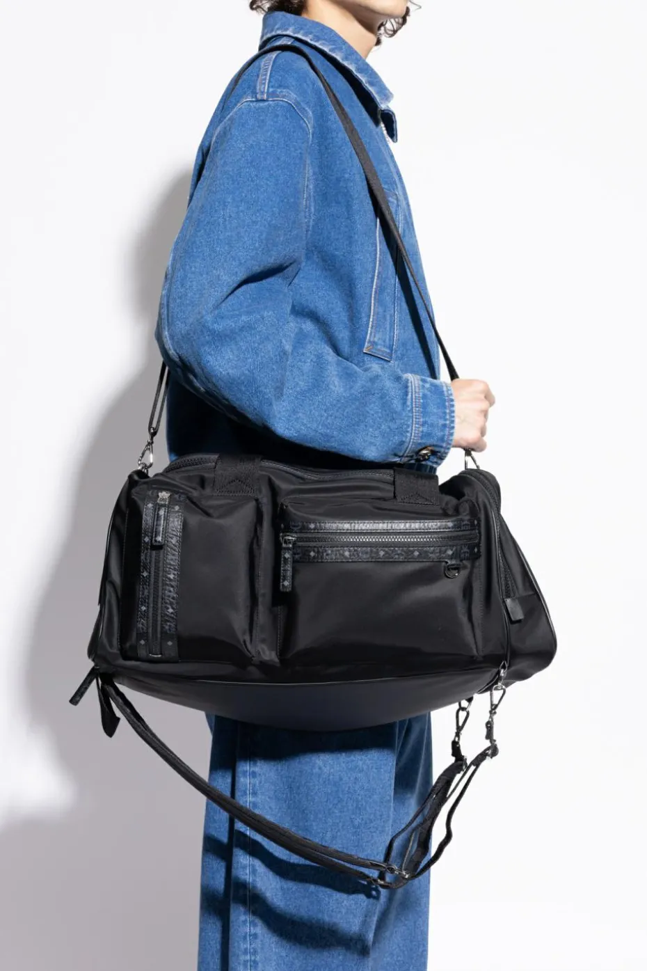 MCM BLACK Hand luggage bag with logo patch