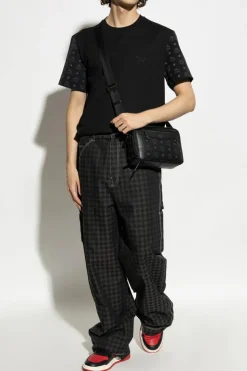 MCM BLACK T-shirt made from combined materials