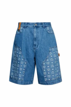 MCM BLUE Denim shorts with monogram