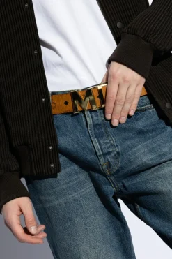 MCM BROWN Belt with logo