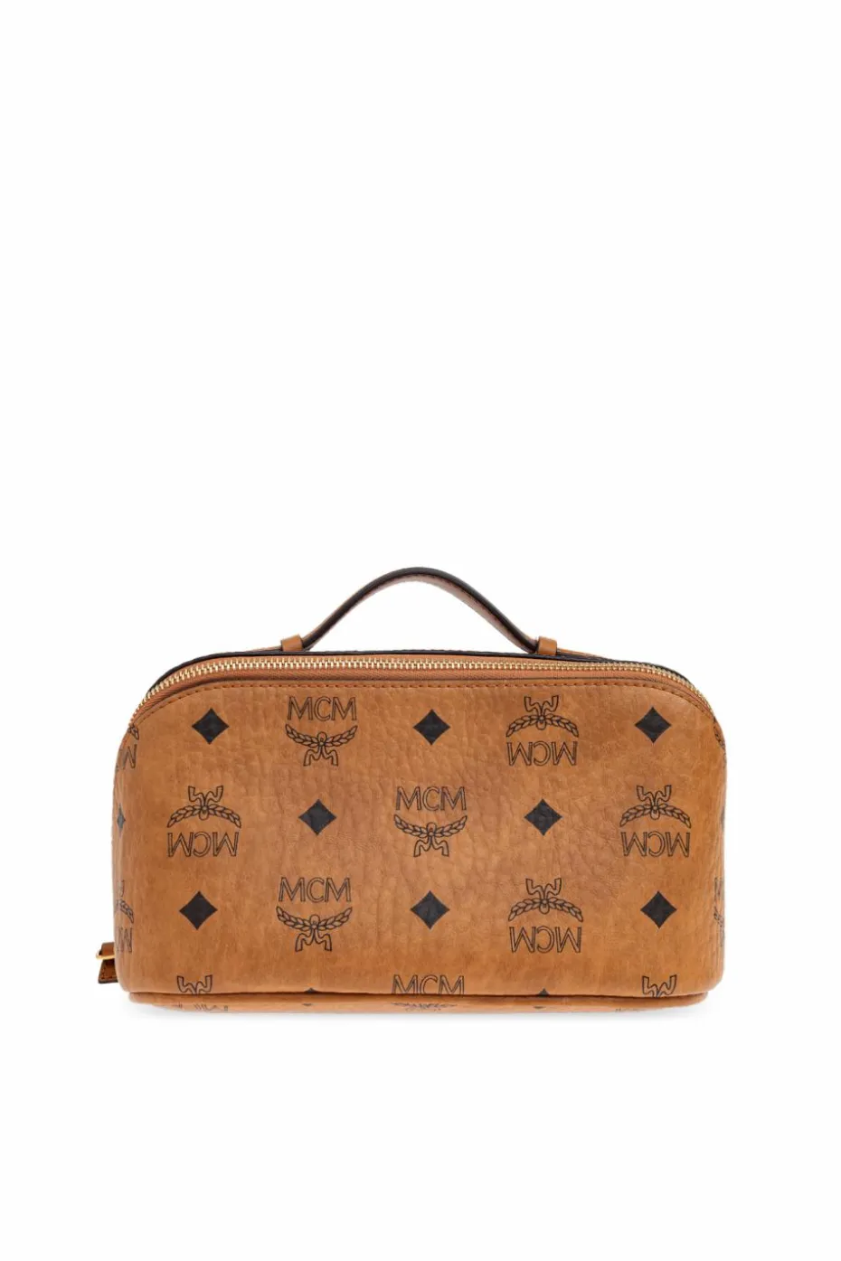 MCM BROWN Cosmetic bag with "Visetos" print