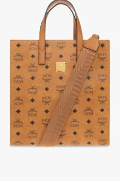 MCM BROWN Monogrammed shopper bag