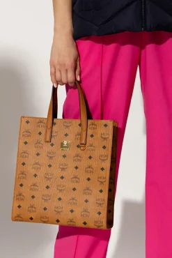 MCM BROWN Monogrammed shopper bag