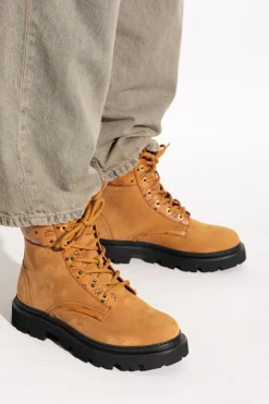 MCM BROWN Suede lace-up boots