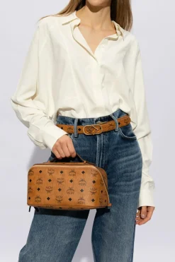 MCM BROWN Wash bag with monogram